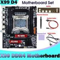 NEW-X99 Motherboard+Baffle+SATA Cable+Switch Cable+Thermal Grease+Thermal Pad LGA2011-3 DDR4 For 4X32G For E5-2678 V3 CPU