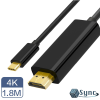 【UniSync】 Type-C轉HDMI高畫質4K鍍金頭影音轉接線 1.8M