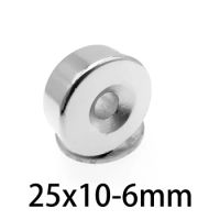 N35 25x10-6mm Neodymium magnetic 25*10-6mm NdFeB Strong Magnets 25*10mm Hole 5mm Round Countersunk Round hole Fridge
