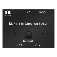 Displayport Switch Ultra HD 8K Bi-Directional DP 1.4 Switcher Splitter 2 In 1 Out 1 In 2 Out Supports 4K@120Hz 8K@60Hz