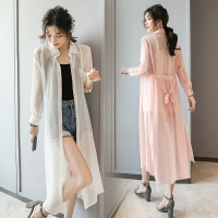夏季新款韓版寬松bf襯衫女長袖襯衣雪紡開衫中長款薄款防曬衣外套
