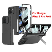 Magnetic Hinge Holder Shockproof Case For Google Pixel 9 Pro Fold Screen Glass Protective Matte Cove