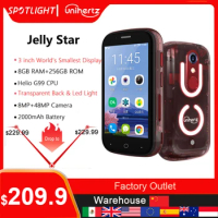 Unihertz Jelly Star Smallest Android 13 Smartphone 8GB 256GB Led Light Transparent Backshell Mobile Phone 48MP 3inch Cellphones