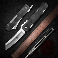HIGONOKAMI Japanese Style Blade Folding Pocket Knife Carbon Fiber Handle EDC Tactical Survival Knives for Hunting Camping