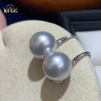 KUGG PEARL 18k White Gold Earrings 9-10mm Natural Australian White Pearl Earrings Bead Earrings Jewelry Gifts for Women
