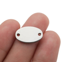 10Pcs Stainless Steel Oval Stamping Blank Tag Pendant Link Connector For DIY Bracelet Choker Necklace Jewelry Making Accessories