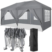 Outdoor Large Sun Shelter of 10'x20', 6 Sidewalls &amp; 12 Stakes &amp; 4 Ropes, Canopy Gazebo Commercial