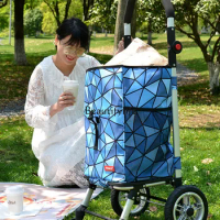 Shopping Four-Wheel Shopping Luggage Trolley Portable Folding Trolley for the Elderly Household Trolley