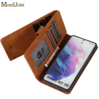 Case for Samsung Galaxy S21 Ultra Plus Case Leather Card Slot Zipper Wallet Case for Samsung S9 S10 S20 S21 S22 Plus Ultra Case