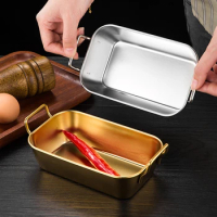 square plates set Baking Tray Plate Stainless Steel pan deep tray Grill Fish BBQ Food Container plate set Storage serving dish