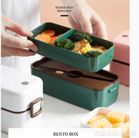 日式雙層飯盒便當盒上班族女學生可微波爐加熱分隔便攜帶餐盒套裝 樂購生活百貨
