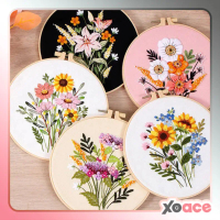 DIY Paket Sulam Tangan Set Menyulam Hand Embroidery Needle Kit Jahit Bordir Flower Bunga