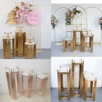 Luxury Grand Event Column Acrylic Holder Plinth Dessert Table Wedding Birthday Cake Cookie Food Drink Chocolate Flower Display