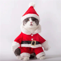 Dog Christmas Clothes Autumn and Winter Upright Pet Cat to Santa Claus Teddy Bichon Bear Small Dog Clothes