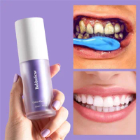 30ml Teeth Whitening Toothpaste V34 Purple Color Corrector Toothpaste Reduce Yellowing Removes Stains Fresh Breath Tooth Care