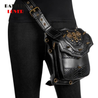 Womens Steampunk Bags Skulls Gothic Messenger Handbag Shoulder Bag Vintage Fashion Retro Rock Waist Pack Men Biker Small Leg Bag
