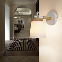 現代簡約木藝壁燈創意酒店過道北歐日式臥室床頭個性鐵藝樓梯燈