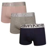 Calvin Klein Reconsidered Steel 棉質寬腰帶合身四角/平口褲 CK內褲-粉、灰、深藍 三入組