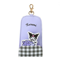 【震撼精品百貨】酷洛米_Kuromi~Sanrio 日本SANRIO三麗鷗 酷洛米皮質伸縮鑰匙包-夥伴格紋款*04835