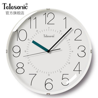 TELESONIC/天王星靜音掛鐘日式簡約客廳裝飾石英鐘圓形臥室時鐘表