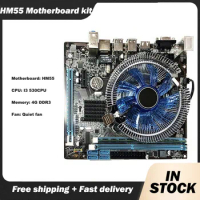 HM55 Computer Motherboard Set I3 I5 LGA 1156 + 4G Memory + Cooler Fan + ATX Desktop Computer Mainboard for Game Assembly Kit