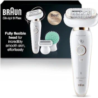 Braun 9-020 Epilator w/ Flexible Head, Facial Hair Removal Device for Women, Shaver &amp; Trimmer, Cordless, Rechargeable, Wet &amp; Dry