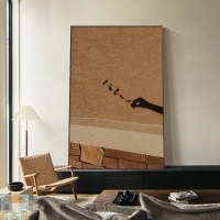 現代極簡客廳落地畫侘寂赤貧風玄關裝飾畫大氣巨幅沙發背景畫掛畫