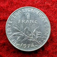 Koin Kuno Asli Prancis 1 Franc 1974