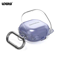 LOERSS Clear Case For Samsung Galaxy Buds 2 Pro PC Hard Shockproof Cover with Carabiner for Buds FE/Buds 2/Buds Pro/Buds Live