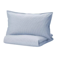 BERGPALM 單人被套附一個枕頭套, 藍色/條紋, 150x200/50x80 公分