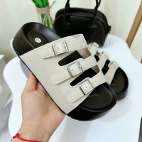Dép Nữ 3 Quai Ngang Có Khuy Cài Sandal Cao Cấp Phong Cách Đơn Giản Đế Dày Trống Trơn Trượt - Store D