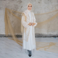 Belyanza - Aurora Outer Wanita Brukat Premium Mix Shimmer, Warna Lilac, Panjang, All Size - Muslim, 
