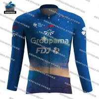 2024 Groupama FDJ Cycling Jersey Windbreaker Long Sleeve Rode Bike Mtb Maillot Rode Bicycle Clothes Top Ropa Ciclismo