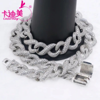 CADERMAY Hip Hop Jewelry 2022 Trendy Best Selling Style 16mm S925 Moissanite Figure Eight Cuban Chain