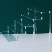 4-5 Tier Acrylic Display Stand Clear Display Riser Rack Desktop Organizer Transparent Ladder Storage Rack Pottery Doll Shelf