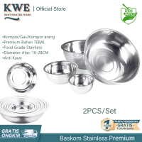 KWE Premium Baskom Stainless 16CM Tebal Wadah Makanan Mangkuk Sup Mangkuk Penyampu Pencuci Sayur Bua