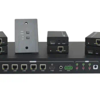 4K HDBaseT splitter kit includes a splitter with 2 HDMI inputs and 6 HDBaseT plus 1 HDMI outputs,6 receivers and 1 control keypa