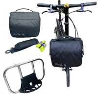 Folding Bike Front Bags Panniers Use For Brompton Bicycle Handbag Storage Bag Camera Bag With Waterproof cover Aluminum Mount