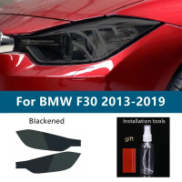 Corcoransu 2 ชิ้น สำหรับ BMW 3 Series G20 G21 F30 F31 F34 ฟิล์มป้องกันไฟหน้ารถยนต์ สีดำโปร่งแสง สติ๊