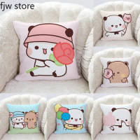 Panda Bubu and Dudu Pig Balloon Print Pillowcase Kawaii Cartoon Anime Sofa Cushion Cover Bedroom Room Decorative Pillowcase