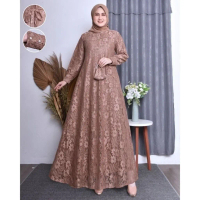 【NEW】 GAMIS BROKAT KONDANGAN GAMIS BRUKAT DRESS KONDANGAN GAMIS JUMBO UKURAN M.L.XL.XXL.XXXL FREE MA