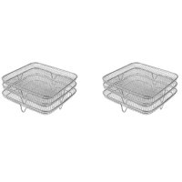 2Pcs 8 Inch Air Fryer Rack For Instant Vortex Air Fryer,,COSORI Air Fryer,Square Three Stackable Dehydrator Racks