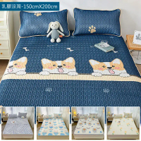 【魔小物】可水洗折疊冰絲乳膠涼蓆-雙人150x200cm ★附同款枕頭套-雙人1.5-淘氣海豚