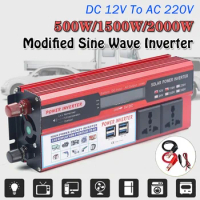 500/1500/2000W Car Modified Sine Wave Inverter DC 12V To AC 220V Voltage Transformer Car Solar Power Converter