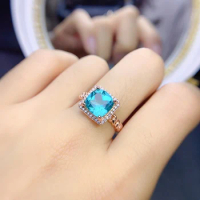 Natural Gemstone Ring Rose Gold Engagement Ring 925 Sterling Silver Natural Paraiba Bridal Promise Ring