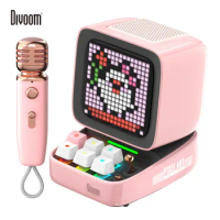 Divoom Ditoo-Mic Bluetooth Speaker with Karaoke Microphone, Pixel Art Display, Desktop Decor, Different Sound Modes , Gift