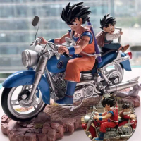 Anime Goku Dragon Ball Figure Son Gohan Goku Action Figure Dbz Father And Son Motorcycle 15cm Pvc Collection Model Toys Presents