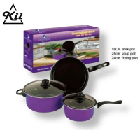 Onomane Colorful Pan Set 3 Pcs - Sauce Pan - Fry Pan - Casserole Set
