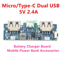 Lithium Battery Charger Board Micro/Type-C USB 5V 2.4A Dual USB 18650 Battery Charger Board Mobile Power Bank Accessories Module