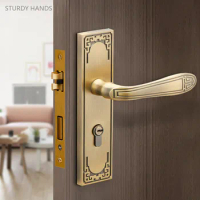 Chinese Retro Zinc Alloy Door Locks with Key Bedroom Door Lock Silent Anti-theft Lockset Household Hardware Accessories